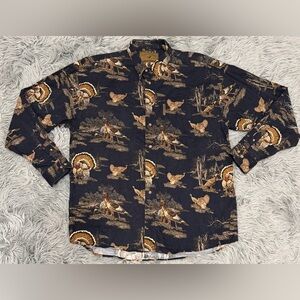 North River All Over Turkey Button Down Brushed Cotton Hunting Shirt Sz XL Mens